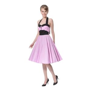 Fifties Chic Vintage Inspired Polka Dot Pin-up Halter Dress Medium EUC